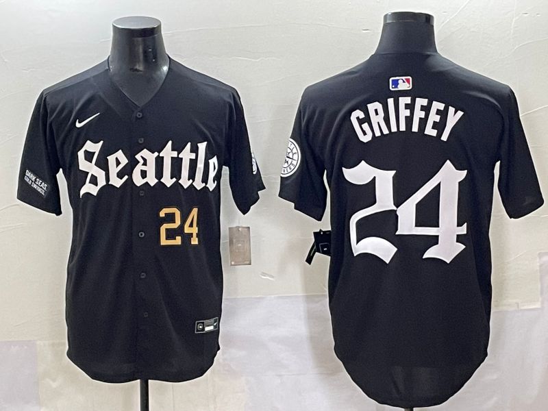 Men 2025 Seattle Mariners #24 Griffey Black Five generations Joint Name Nike MLB Jersey style 3->seattle mariners->MLB Jersey